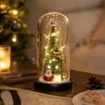 thumbnail image 1 of LED Christmas Tree Cloche Glass Dome 8.66 Inch Santa Claus Display Decorative Bell Jar with Base Lighte up Decoration for Flower Tabletop Centerpiece Home Christmas Party Decor, 1 of 9