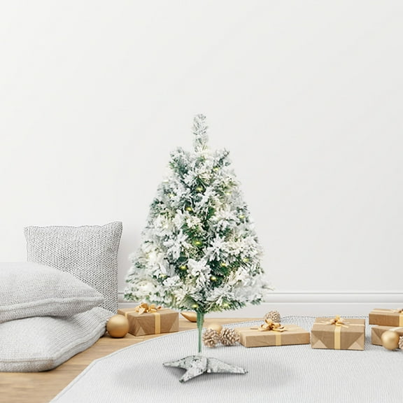 LED Christmas Tree Decoration Packs,Hinged Spruce Christmas Decorations,Mini Artificial Christmas Tree with Lights for Holiday Home Office Window Party Display