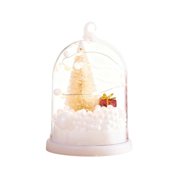 LED Christmas Tree in Glass Dome, Mini Tabletop Decoration with Lights, Creative Xmas Gift for Home Office Desk, Festive Night Light and Holiday Decor