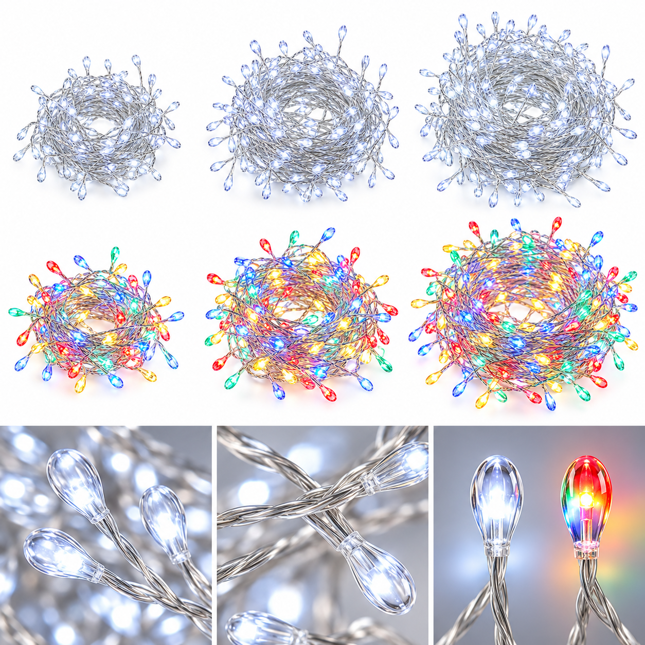 LED Christmas Tree Lights Plug In, Connectable Fairy Lights with 8 ...