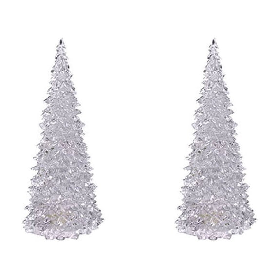 LED Christmas Tree Night Light Acrylic Table Lamp Set, Color Changing Holiday Decoration Lights, Battery Operated Romantic Desktop Ornament for Bedroom Party Festival Winter Home Decor