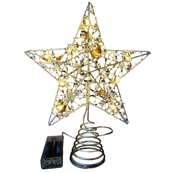 LED Christmas Tree Star Topper, Beaded Tree Topper Seasonal Decor for Holiday Winter Party