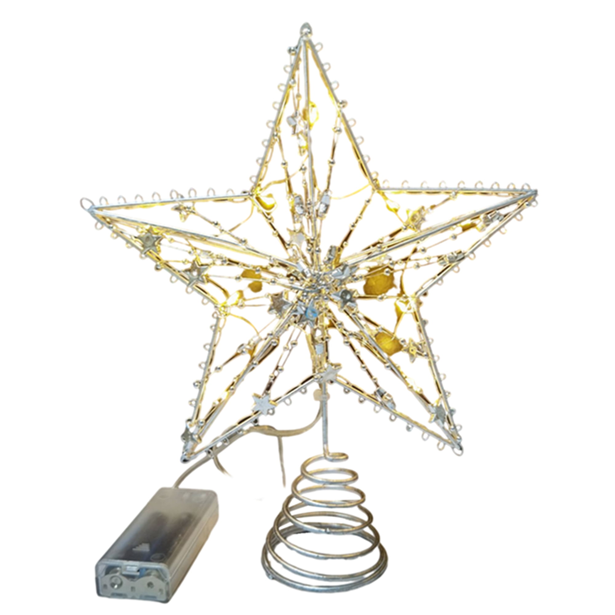 LED Christmas Tree Star Topper, Beaded Tree Topper Seasonal Decor