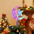 thumbnail image 1 of LED Christmas Tree Topper - Glowing Moon & Star Design with 3 Light Modes, Shatterproof Plastic Clear, 1 of 7