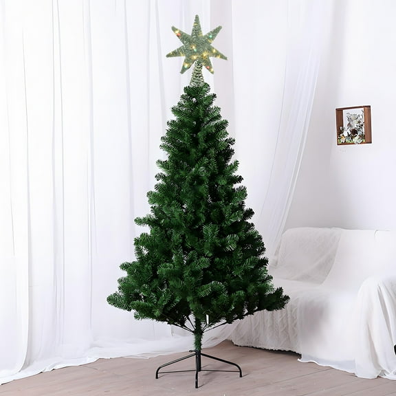 LED Christmas Tree Topper Star with Warm White Lights, 3D Flocked Snowflake Design for Easy Clip-On Installation, Shatterproof Plastic Holiday Decoration for Indoor Festive Decor