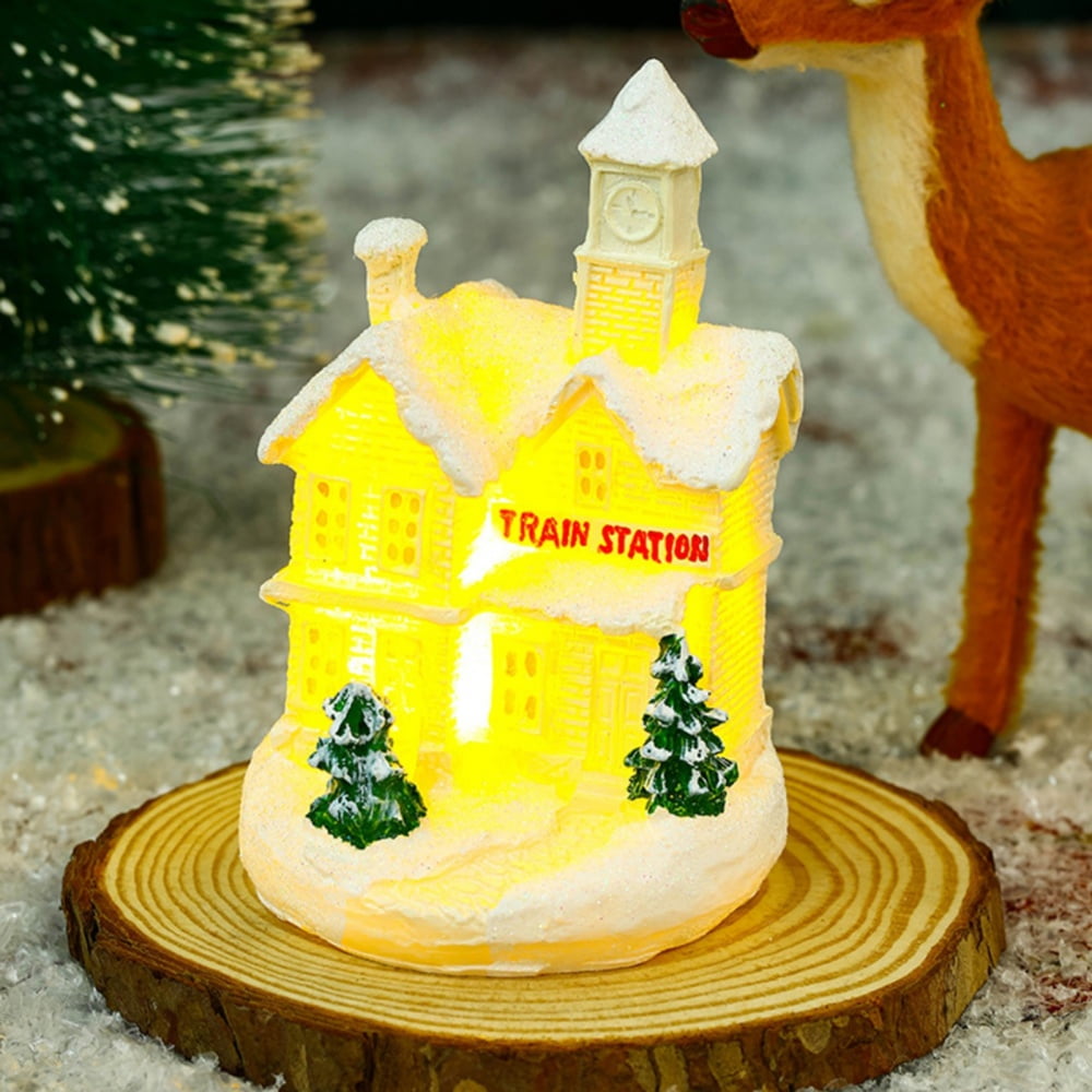 LED Christmas Village Set Lighted Xmas Village Houses Small Christmas