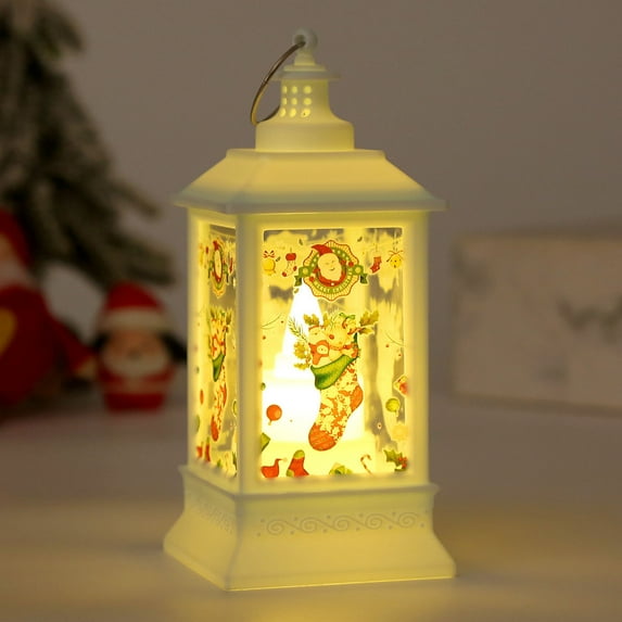 LED Christmas Wind Lantern Night Light, Decorative Holiday Seasonal Lamp for Indoor Table or Window Displays