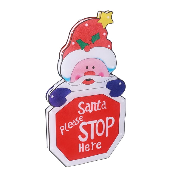 LED Christmas Window Silhouette Light Santa Claus Stop Sign Battery Powered Decoration with Suction Cup for Home Store Holiday Lighting