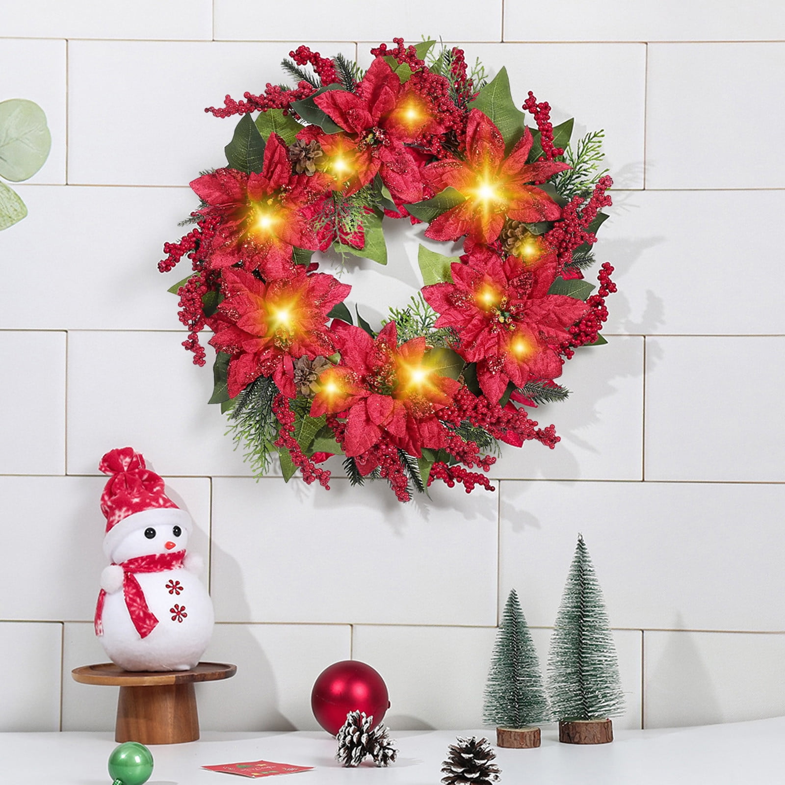 LED Christmas Wreath under $5! Yannianjz LED Christmas Wreath, Red ...