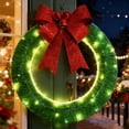 thumbnail image 1 of LED Christmas Wreath with Big Bow Door Hanger Decorations Outdoor Indoor Metal Frame with Warm White Lights for Front Door Wall Fireplace Mantel Holiday Home and Party Decor, 1 of 8