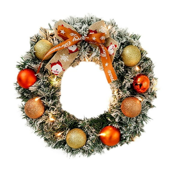 LED Christmas Wreath with Lights for Front Door Decorations, Indoor Outdoor Hanging Snow Flocked Holiday Wreath for Window Mantel Christmas Party Wedding Home Decor