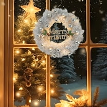 LED Christmas Wreath with Simulated Flowers 12 Inches, Battery Operated Decorative Wreath for Indoor Door Wall Tabletop, Festive Party and Wedding Decor(White)