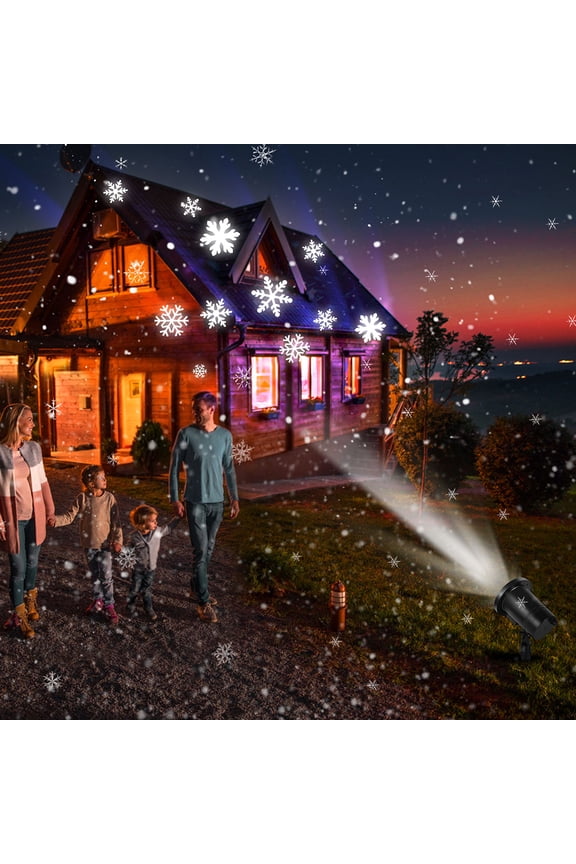 LED Christmas lights Projector White Snowflakes Xmas Landscape Lamp, 2021 Version Indoor Outdoor Waterproof Lighting for Halloween, Christmas, Holiday, Party, Birthday, Garden Decoration