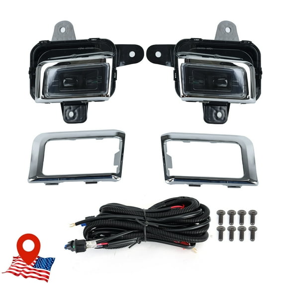 LED Chrome Fog Driving Light Switch Wiring Bezel For GMC Sierra 1500 2022-2024