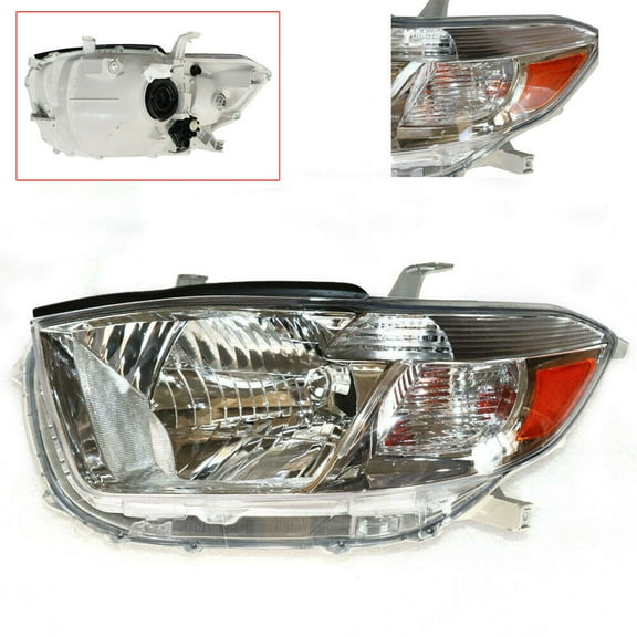 LED Chrome Projector Headlights Lamps LH For Toyota Highlander 2008-2010 LED Chrome Projector Headlight Lamp Left For Toyota Highlander 2008-2010 Halogen Headlight Lamp Assembly Left Driver Side