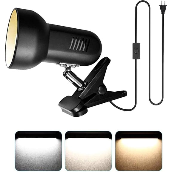 LED Clamp Work Lamp, 5W 360? Rotatable , Ultra Bright Work Bench Light, Desk Lamp with Clip,3 Color Temperature Modes, 4.9ft Plug & Play Cord (Black)...