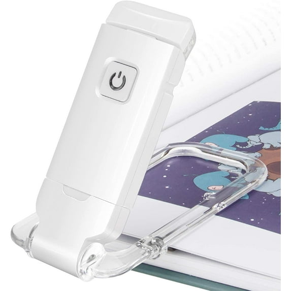 LED Clip-On Reading Light, Reading Light for Books in Bed, Eye-Friendly Light, USB Rechargeable, 2 Brightness Settings for Eye Protection, LED Light, White