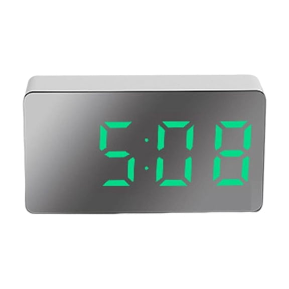 LED Clock Alarm Large Screen Mini Mute Temperature LED Time Display Electronic Clear Display Alarm Clock for Home-Green