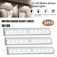thumbnail image 1 of LED Closet Light, 10-LED Newest Version Rechargeable Motion Sensor Closet Light Under Cabinet Wireless Stick-Anywhere Night Light Bar with for Stairs,Wardrobe,Kitchen,Hallway (3 Packs), 1 of 10