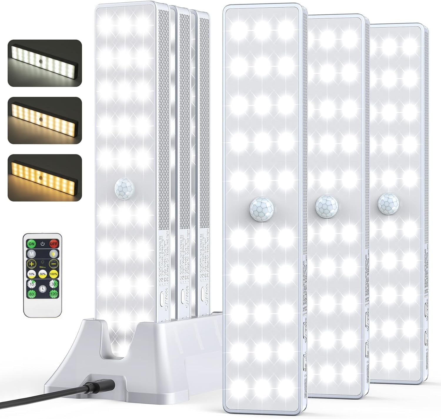 LED Closet Light with Charging Station, 6 Pcs 3 Color Temperatures ...