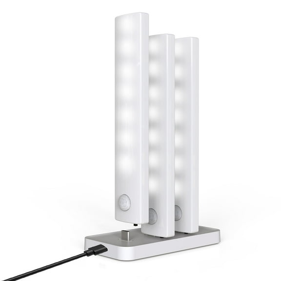 LED Closet Light with Charging Station, Wireless Rechargeable Motion Sensor Lights Indoor, Magnetic Under Cabinet Lighting for Kitchen Bookshelf Wardrobe Cupboard