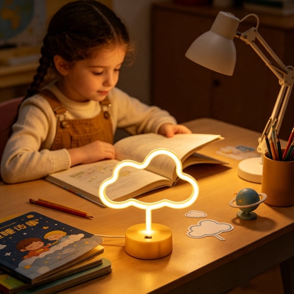 LED Cloud Neon Shape Night Light, USB & Battery Operated Decorative Neon Lamp for Bedroom, Girls Room, Birthday Party & Home Ornament