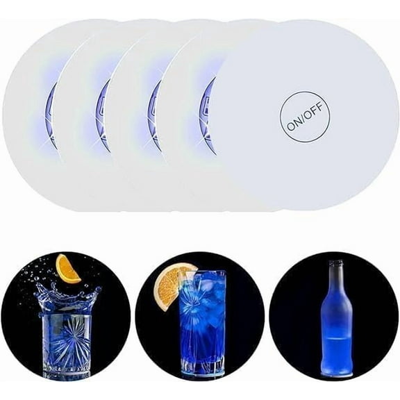 WE LED Coaster,10 Pack LED Cup Holder Lights, Liquor Bottle Light Stickers Coasters, Flash Light Up Bar Coaster for Club, Bar, Party, Wedding Decor (Purple)