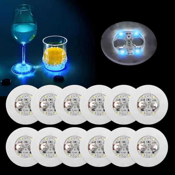 LED Coaster, 12 Pack Light Up Coasters for Drinks,Led Bottle Light Sticker Coaster Lights,LED Bottle Lights for Liquor Bottles,Club,Party,Wedding,Bar Decor(Blue)