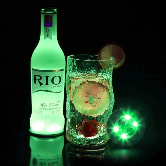 LED Coaster, 4 Pcs LED Sticker Lights, LED Bottle Lights Cup Holder Lights Car Coasters Light Up Coaster for Wine Liquor Bottle, Drinks Party, Bar Party