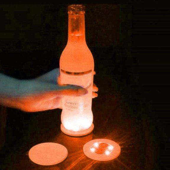 LED Coaster, 6 Pcs LED Bottle Lights Cup Holder Lights LED Sticker Coaster Lights Light Up Coasters LED Bottle Light LED Stickers Coaster Light Up for Drinks