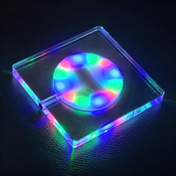 LED Coaster For Drinks- Rechargeable Light Up Acrylic Coaster For Bar Cocktail Beer Beverage- Bottle Cup Luminous Mat For Party- Wedding- Bar Club.