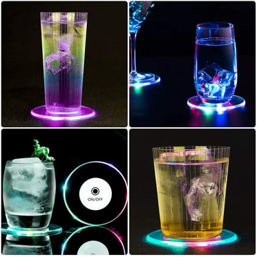 LED Coaster, LED Car Coasters Light Up Coaster led Coasters Car LED Bottle Lights Bottle Glorifier Acrylic Luminous Coasters for Parties Bar