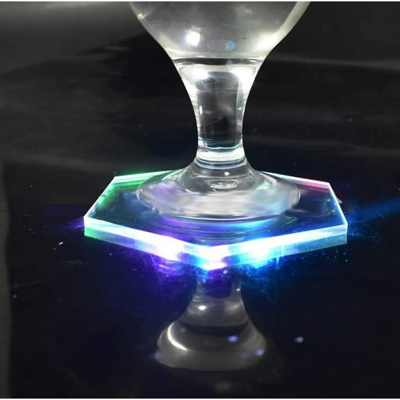 LED Coaster, LED Car Coasters Light Up Coaster led Coasters Car LED Bottle Lights Bottle Glorifier Acrylic Luminous Coasters for Parties Bar