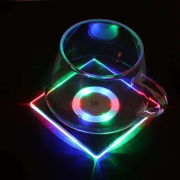 LED Coaster, Light Up Coasters LED Bottle Lights Crystal Ultra-Thin LED Light Coaster Cocktail Coaster LED Flash Light Cup Mat Acrylic Wine Coaster Lights for Bar Club