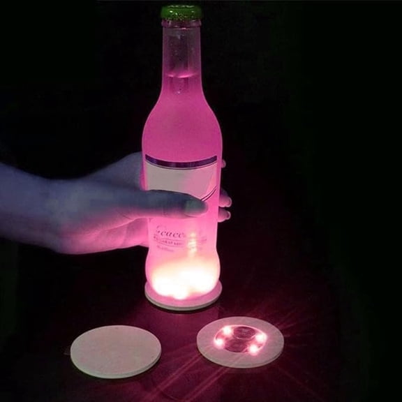 LED Coaster- Light Up Coasters-LED Bottle Lights- Bottle Glorifier-LED Sticker Coaster Discs Light Up Coaster15 Pack.