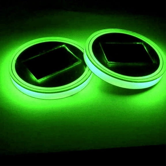 LED Coaster for Car, Car Luminous Coaster - 2 PCS Solar-Powered Cup Holder Coasters with Lighting, 2.75inch Universal Fit for Most Vehicles