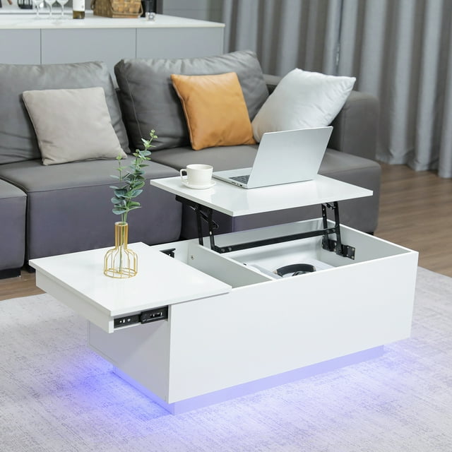 LED Coffee Table Lift Top End Table