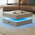thumbnail image 1 of LED Coffee Table for Living Room,2-Tier Square Center Table with Storage Drawers,31inch Wooden Contemporary MidCentury Wood Table with 24-Color Plug-in LED Light for Home Office Waiting Room, 1 of 7