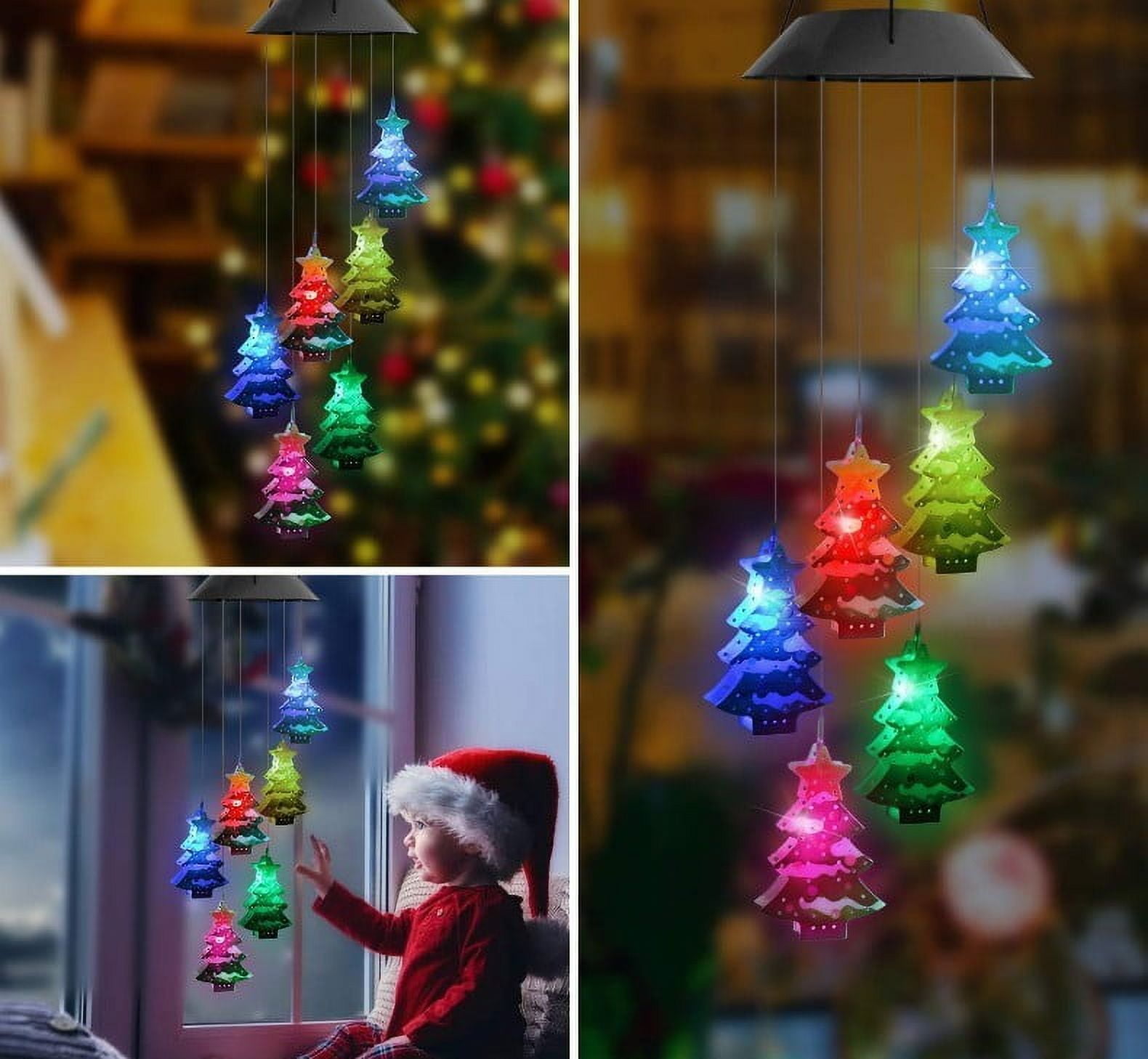 Christmas Tree Sensor LED Color Changing Christmas Tree Wind Chime with Lights | Outdoor ...