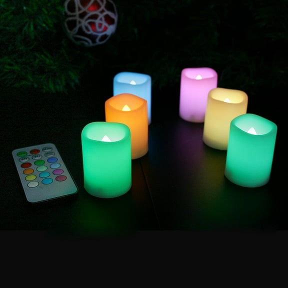 LED Color Changing Flameless Votive Candles Battery Operated Flickering Multi-Color Decorative Dcor Candle Lights with Remote and Timer for Xmas Christmas Wedding Party Event 1.5x2 6-Pack