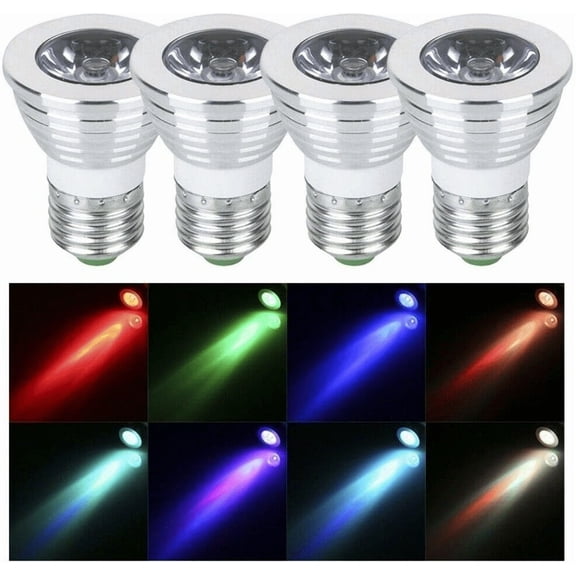 LED Color Changing Light Bulb 4Pack,E26/E27 3W RGB Spotlight with IR Remote Cont