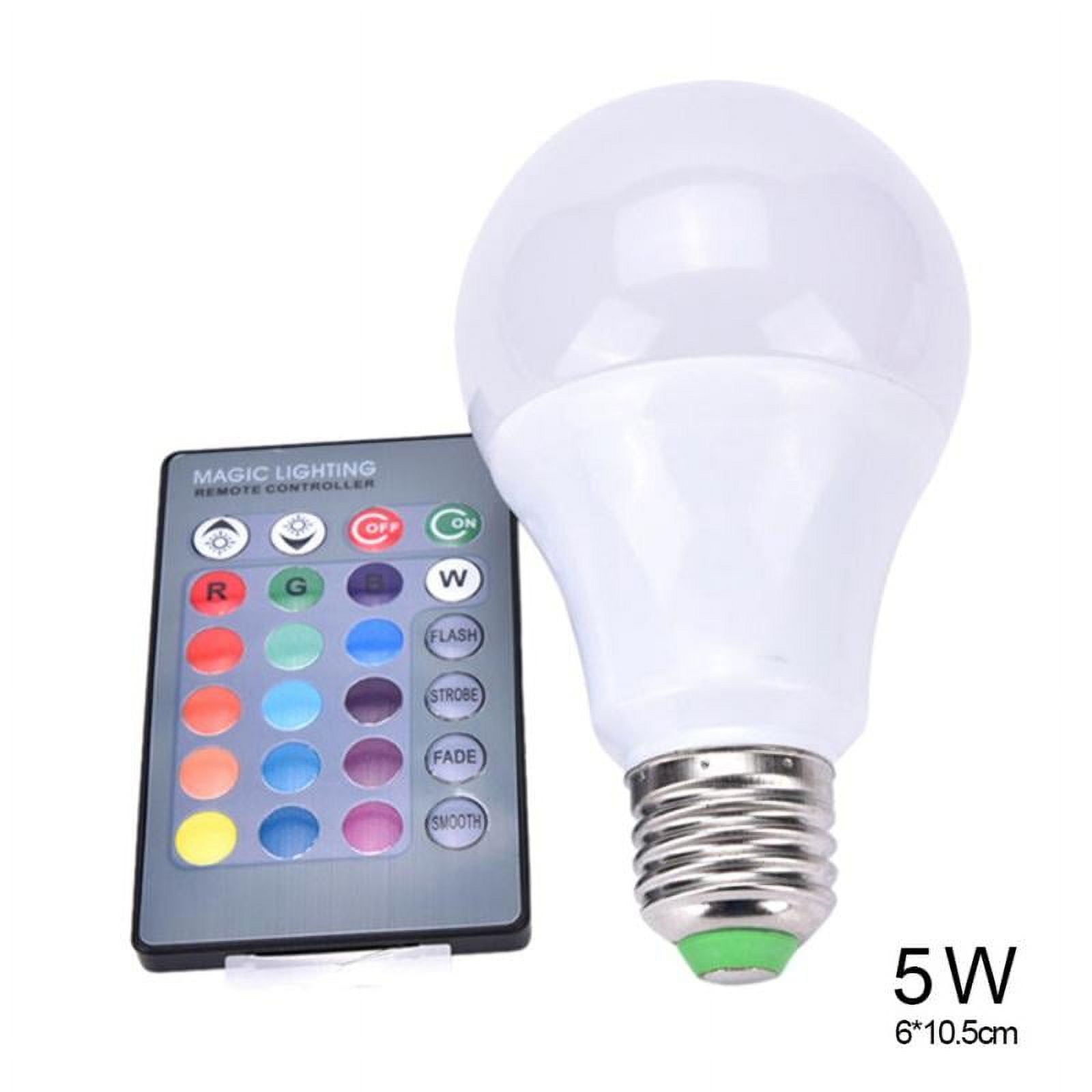 LED Color Changing Light Bulb with Remote Control 5W E27 RGB Daylight White LED Bulbs Dimmable with Memory Function Ideal Lighting for Home