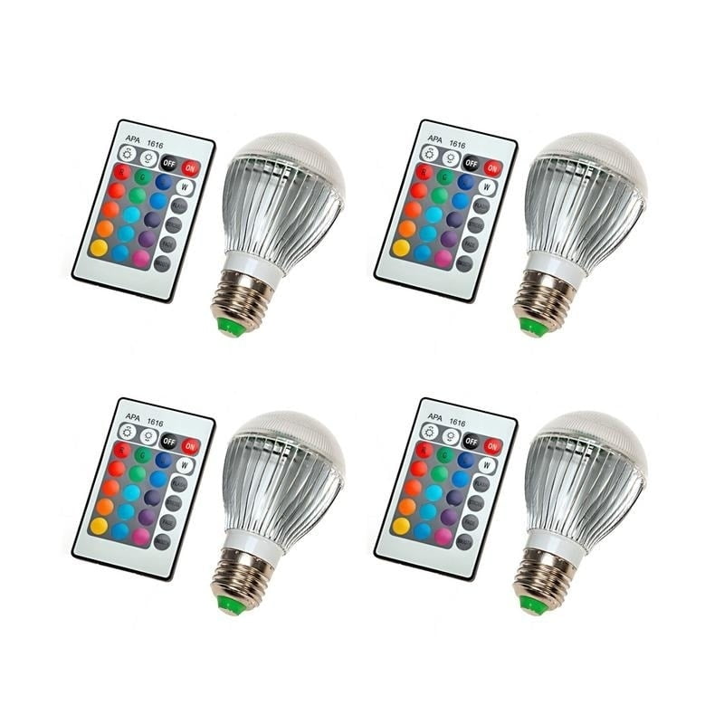 LED Color Changing Light Bulb with Remote Control multi4pk