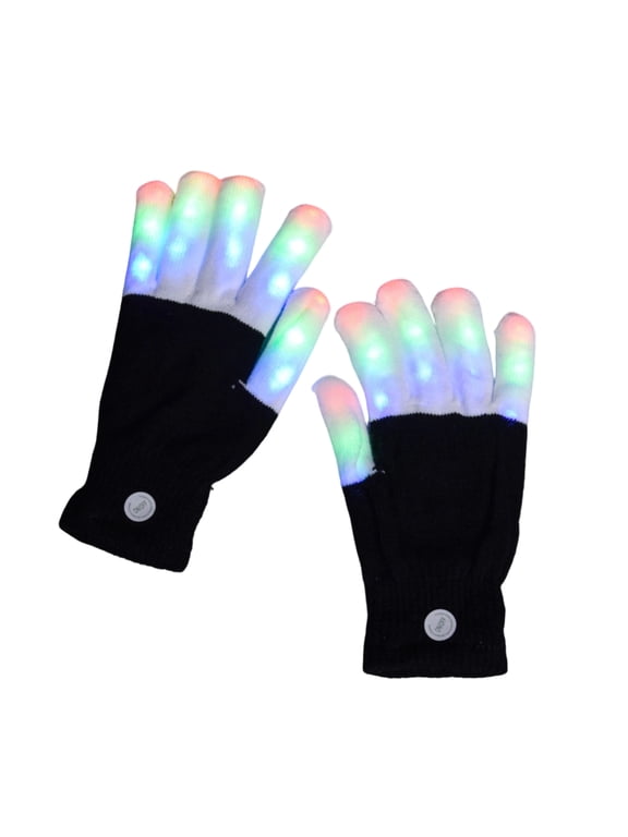 LED Colorful Flashing Finger Lighting Gloves, Glow Rave Cool Toys for Adult Teens, Light‑Up Gloves for Halloween Costume Party, Christmas New Year Festival Celebrations