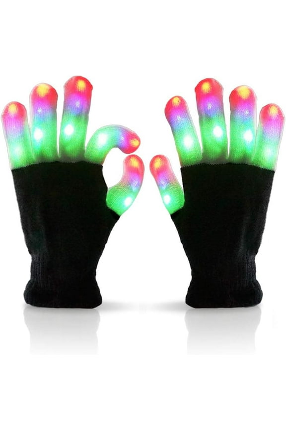 LED Colorful Flashing Finger Lighting Gloves for Kids 8-12 Teen Boy Girl Adults