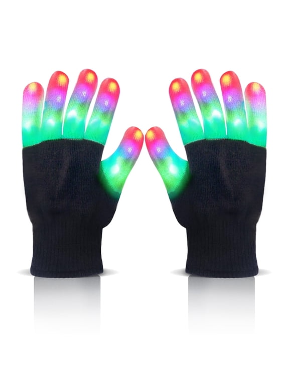 LED Colorful Gloves, LED Light up Gloves, Flashing Lighting Gloves for Kids Christmas Birthday Party Favors Gifts (1 Pair)