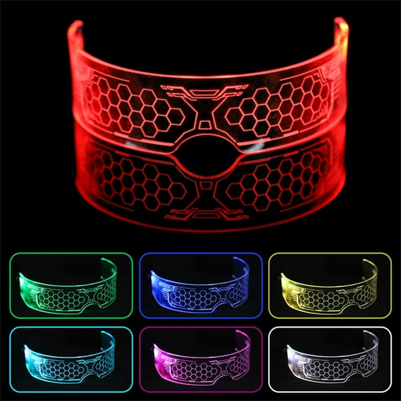 LED Colorful Luminous Technology Glasses, Bar Bounce Party Science Fiction Honeycomb Glasses Music Festival Glasses