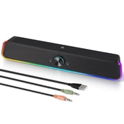 Computer Speakers with Clear Sound, USB Plug & Play PC HiFi Speakers Sound Bar with Dynamic LED Light, 3.5mm Cable Stereo Sound Gaming Speaker for PC Desktop Monitor Laptop, One-knob Control