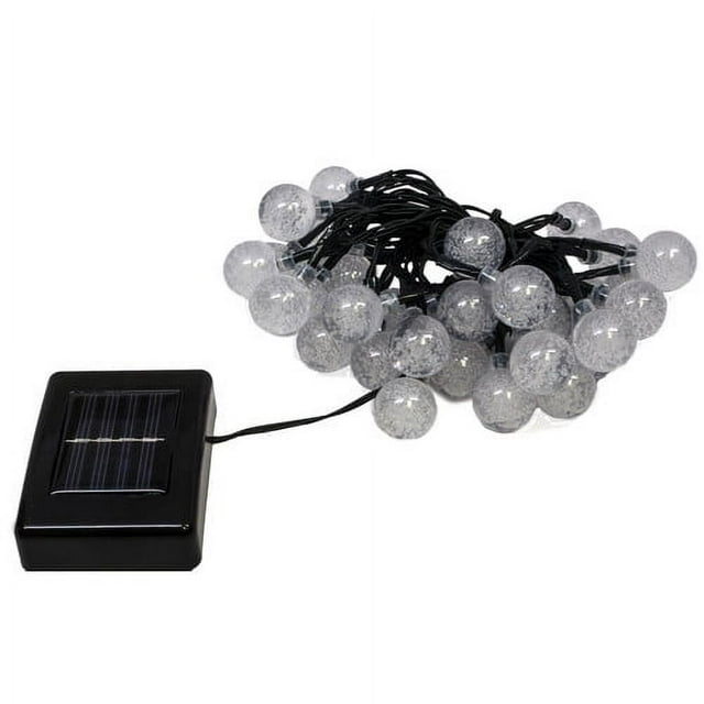 LED Concepts Solar LED Crystal Ball Style String Lights, 19.7' with 30 LED Crystal Ball Lights, 2 Mode Setting, Lighting for Gazebos, Patio Lighting, Parties, Weddings and Other Outdoor Decor