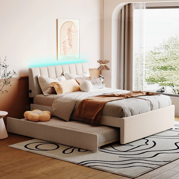 LED - Controlled Platform Bed | For a Magical Bedroom Atmosphere | Comfort - Focused Bed